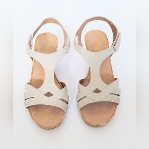 Aerosoles Heelrest Canvas Wedge Strappy Open Toe Sandals Size 7.5M